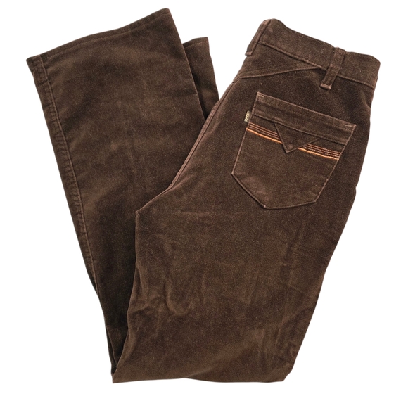 Vintage Levi's 70's-80's Brown‎ Velvet Straight Boot Jeans Embroidered Western